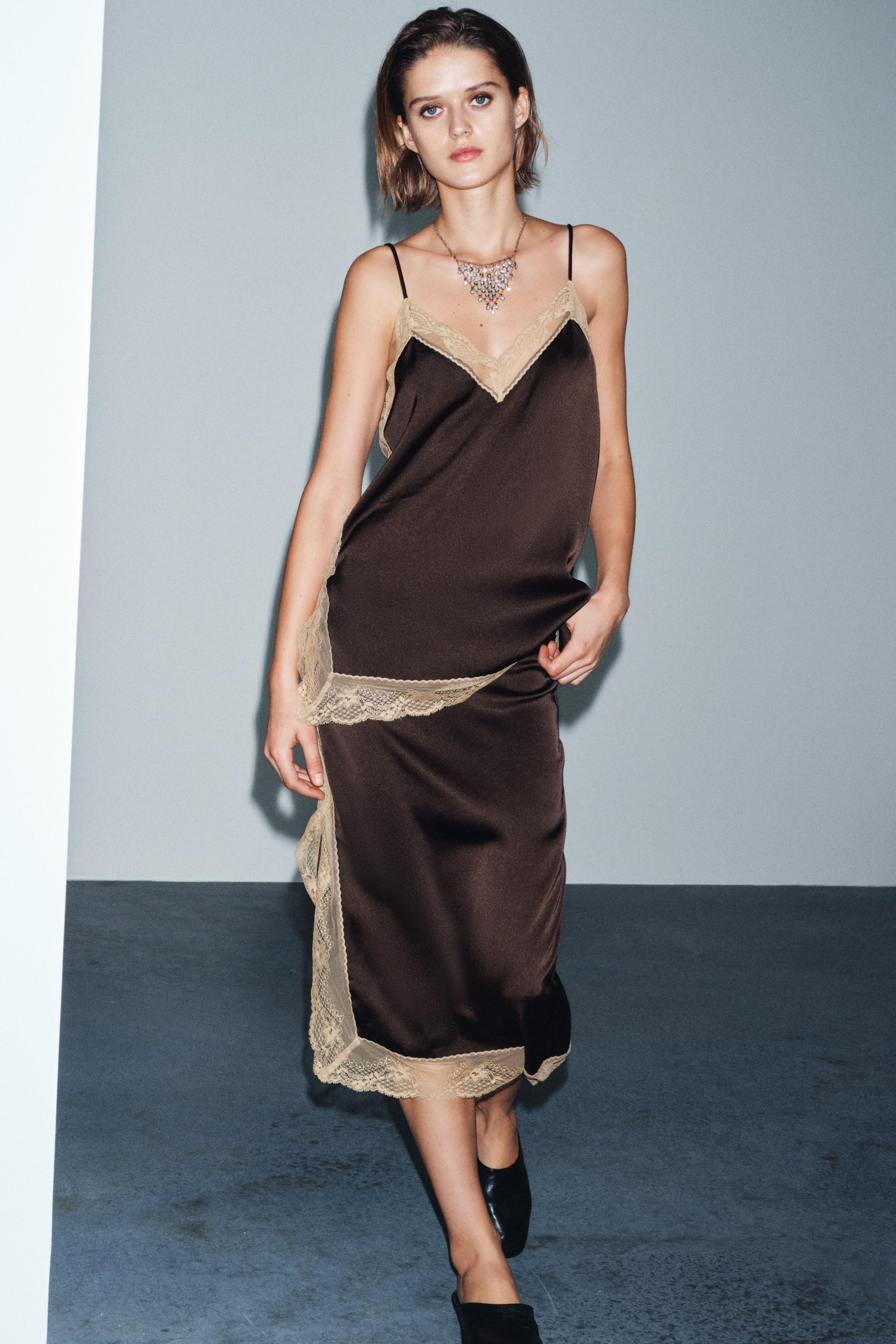 ZW COLLECTION SATIN EFFECT LACE TOP